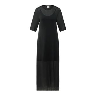 Drykorn Relaxed Fit Jurk met Natuurlijke Glans - Dames - Casual kleedjes - Zwart - XL - Kleedjes