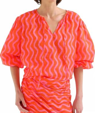 Compa&ntilde;&iacute;afant&aacute;stica Beach Wave Print Top In Red/pink