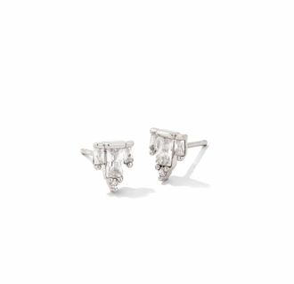 Kendra Scott Womens Juliette Stud Earrings In Silver/ White Crystal