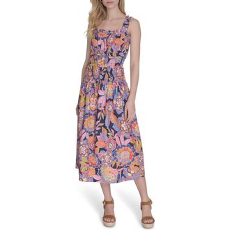 Eliza J Print Maxi Sundress in Blue/Pink/Orange Multi at Nordstrom Rack, Size 18 (Similar To 14W)