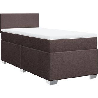 vidaXL Vidaxl - Cama Box Spring Con Colch&oacute;n Tela Marr&oacute;n Oscuro 100x200 Cm