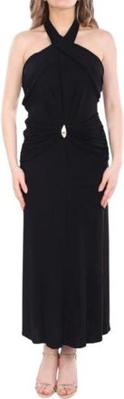 Elisabetta Franchi Ab-719-52E2-V560 Midi Jurk - Dames - Maxi kleedjes - Zwart - L - Kleedjes