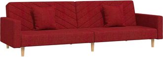vidaXL Sof&aacute; Cama De 2 Plazas Con Dos Almohadas Tela Color Vino Vidaxl