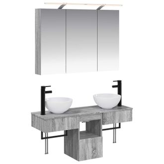 vidaXL Juego De Muebles De Ba&ntilde;o 4 Pcs Sonoma Gris 100 X 14,5 X 70 Cm Vidaxl