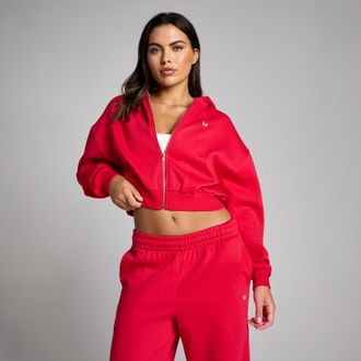 MyProtein MP Mujer Basic Zip Through Cropped Sudadera con Capucha - Chilli - XXL