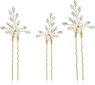 Brides & Hairpins Agapi Set of 4 Pearl & Crystal Hair Pins in Gold at Nordstrom