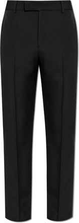 Versace Broeken, Heren, Zwart, L, Wol, Gekreukelde wollen broek