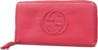 Gucci Pink Leather Long Wallet (Bi-Fold) (Pre-Owned)