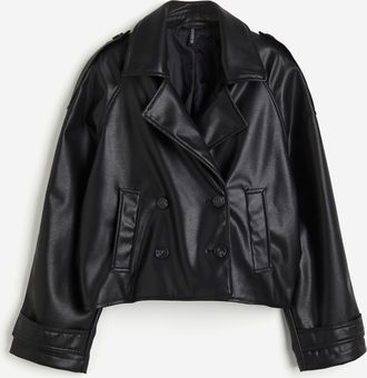 H&M Zweireihige Jacke mit Coating - Schwarz