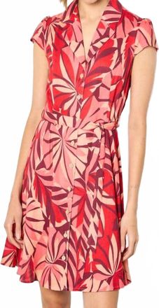 Apricot Layered Tropical Button Dress