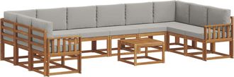 vidaXL Conjunto De Sof&aacute;s De Exterior 11 Uds. Gris Natural Y Claro Vidaxl