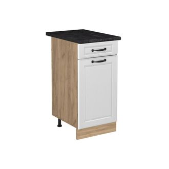 Vicco Mueble Bajo De Cocina R-line, Blanco Casa De Campo/roble Dorado, 40 Cm Encimera Antracita, Vicco