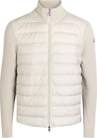 Moncler Quilted Shell and Knit Jacket - Ecru - Xxl