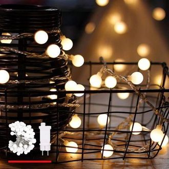 OEM Guirnalda De Luces, Tipo Globo, Luz Blanca C&aacute;lida, 100 Led (10 M), Cable De Alimentaci&oacute;n De 5 M, Decoraci&oacute;n, Transformador De Bajo Voltaje De 31 V