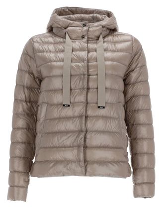 Herno Neutral Horizontal Quilting Shiny Finished Down Jacket