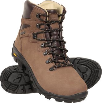 Mountain Warehouse Odyssey Extreme Womens Vibram Boots Nubuck Leather Waterproof Walking Shoes Brown