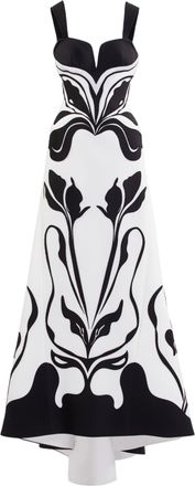 Saiid Kobeisy Laser Cut Floral Scuba Evening Dress