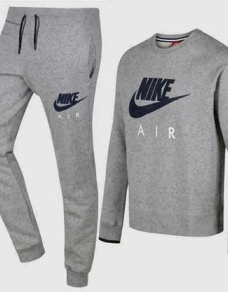 Nike Mens Nike Air AW77 Fleece Crew Neck Jogsuit Grey - Size: XL