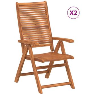 vidaXL Sillas Jard&iacute;n Plegables Reclinables 2 Uds Madera Maciza Acacia Vidaxl
