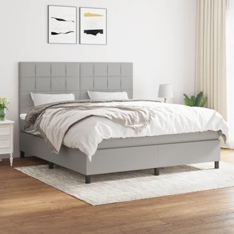 vidaXL Cama Box Spring Con Colch&oacute;n Tela Gris Claro 160x200 Cm Vidaxl