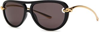 Bottega Veneta Knotted Aviator-style Sunglasses - Black - One Size