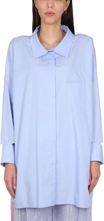 JEJIA Antoine Katoen Poplin Overhemd - Dames - Overhemden - Blauw - XS - Katoen - Overhemden