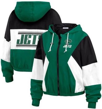 WEAR by Erin Andrews Womens WEAR by Erin Andrews Green New York Jets Color Block Full-Zip Windbreaker Jacket at Nordstrom, Size Xx-Large