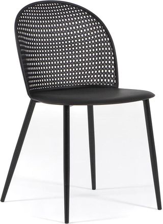 Siediti Fuori e Dentro Set de 2 sillas de resina efecto trenzado con patas de metal negras