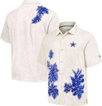 Tommy Bahama Mens Tommy Bahama Cream Dallas Cowboys Hibiscus Camp Button-Up Shirt at Nordstrom, Size Medium