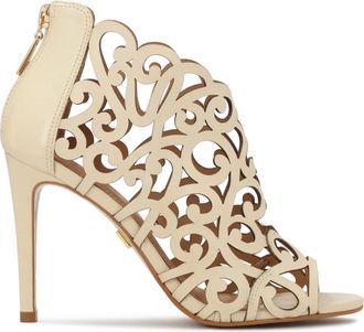 Kazar Cr&egrave;me peep toe laarzen met open patroon - Dames - Sandalen met hakken - Beige - 37 EU - Leer - Schoenen