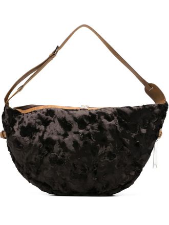 La Milanesa fur-effect half-moon shoulder bag - women - Polyester - One Size - Brown