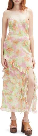 Bardot Cantara Ruffle Trim Maxi Dress in Pink Floral at Nordstrom, Size 4