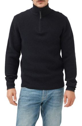 Rodd & Gunn Robbies Road Quarter Zip Sweater in Midnight at Nordstrom, Size Xx-Large