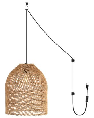 Jonathan Y Designs Jonathan Y Koda 13In 1-Light Bohemian Rattan 180In Cord Plug-In Or Hardwired Led Pendant