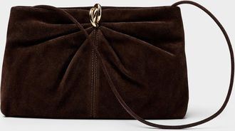 Loeffler Randall Womens Corrine triple-ring pleated suede clutch