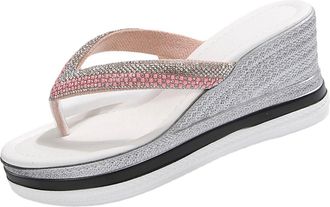 Generic Wedge Flip Flops for Women Casual Slip On Slippers Open Toe Breathable Classic Stylish Versatile Comfortable Wedge Sandals Summer Beach