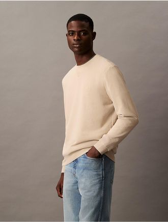 Calvin Klein Mens Washed Terry Classic Sweatshirt - Brown - 2XL