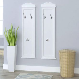 vidaXL Appendiabiti Set 2 Pz Attaccapanni Bianchi - Vidaxl