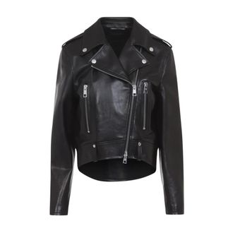 Balenciaga Biker Jacket - Dames - Leren en Su&egrave;de Jassen - Zwart - XS - Katoen - Jassen