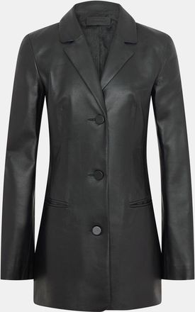 Off-white Womens Off White Solid Patterned Lapel Collared Blazer in Black/White - Size 4 UK