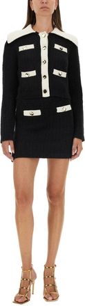 Self Portrait Alpaca Blend Mini Skirt - Black