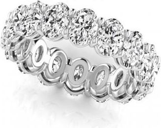 Allurez Oval Cut Diamonds Eternity Ring Wedding Band 14K White Gold (4.88ct)