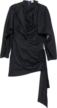 Zimmermann Black Textured Mock Collar Mini Dress