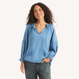 Nautica Womens Linen Poet Shirt
