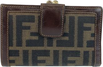 Fendi Brown Canvas Leather Coin Purse/Coin Case (Pre-Owned)