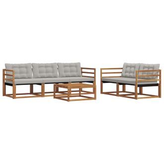 vidaXL Conjunto De Sof&aacute;s De Exterior 6 Pcs Gris Natural Y Claro Vidaxl