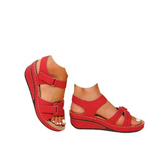 Generic Orthopedic Sandals for Women 2026 Summer Casual Adjustable Straps Low Heel Walking Sandals with Arch Support Comfortable Wedge Ankle Strap Open Toe Wi