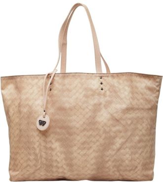 Bottega Veneta Pink Nylon Leather Shoulder Bag Tote Bag (Pre-Owned)