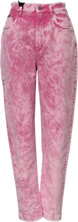 Dolce & Gabbana Roze Tie Dye Tapered Denim Jeans - Dames - Slim Fit Jeans - Roze - XS - Denim - Jeans