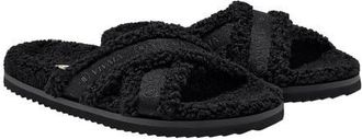 Vivaia Furry Criss-Cross Strap Slippers in Black at Nordstrom, Size 6.5